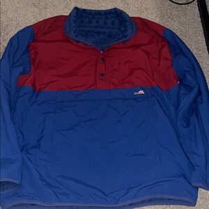 Chubbies Men's Blue and Burgundy Jacket Reversible Fleece/Windbreaker